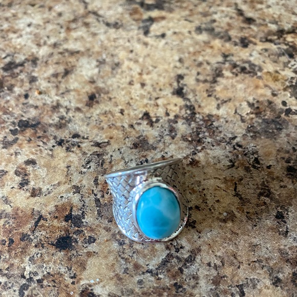 Himalayan Gems sterling gemstone silver blue larimar ring size 6 - Picture 3 of 4
